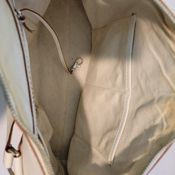 RARE MICHAEL KORS Duffle Handbag Leather Ivory Satchel Silver Stud Medium - Picture 9 of 15